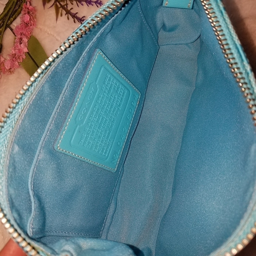 Coach Y2K 90's Turquoise Signature C Demi Shoulder Bag w/Dustbag - Picture 10 of 16